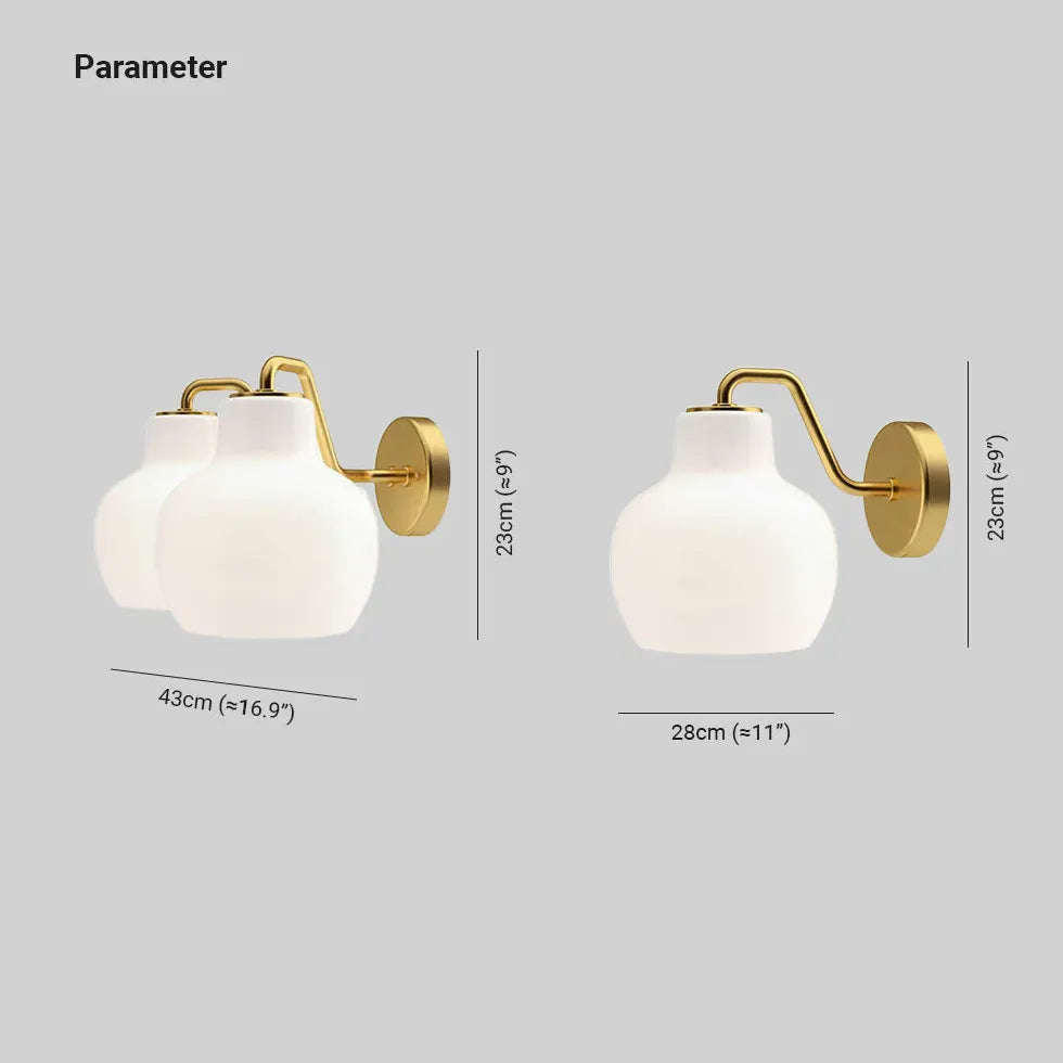 Wandlamp wit goud in glazen lampenkap