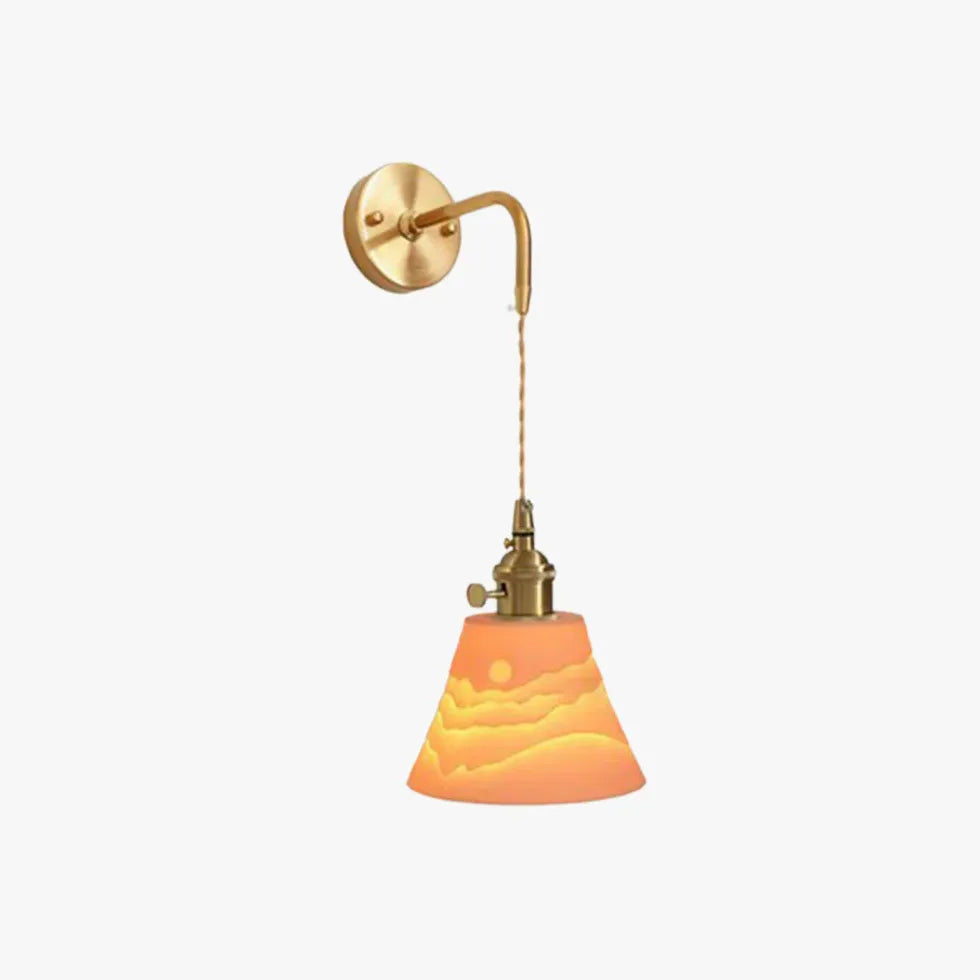Muurlampen slaapkamer met retro keramiek en gouden
