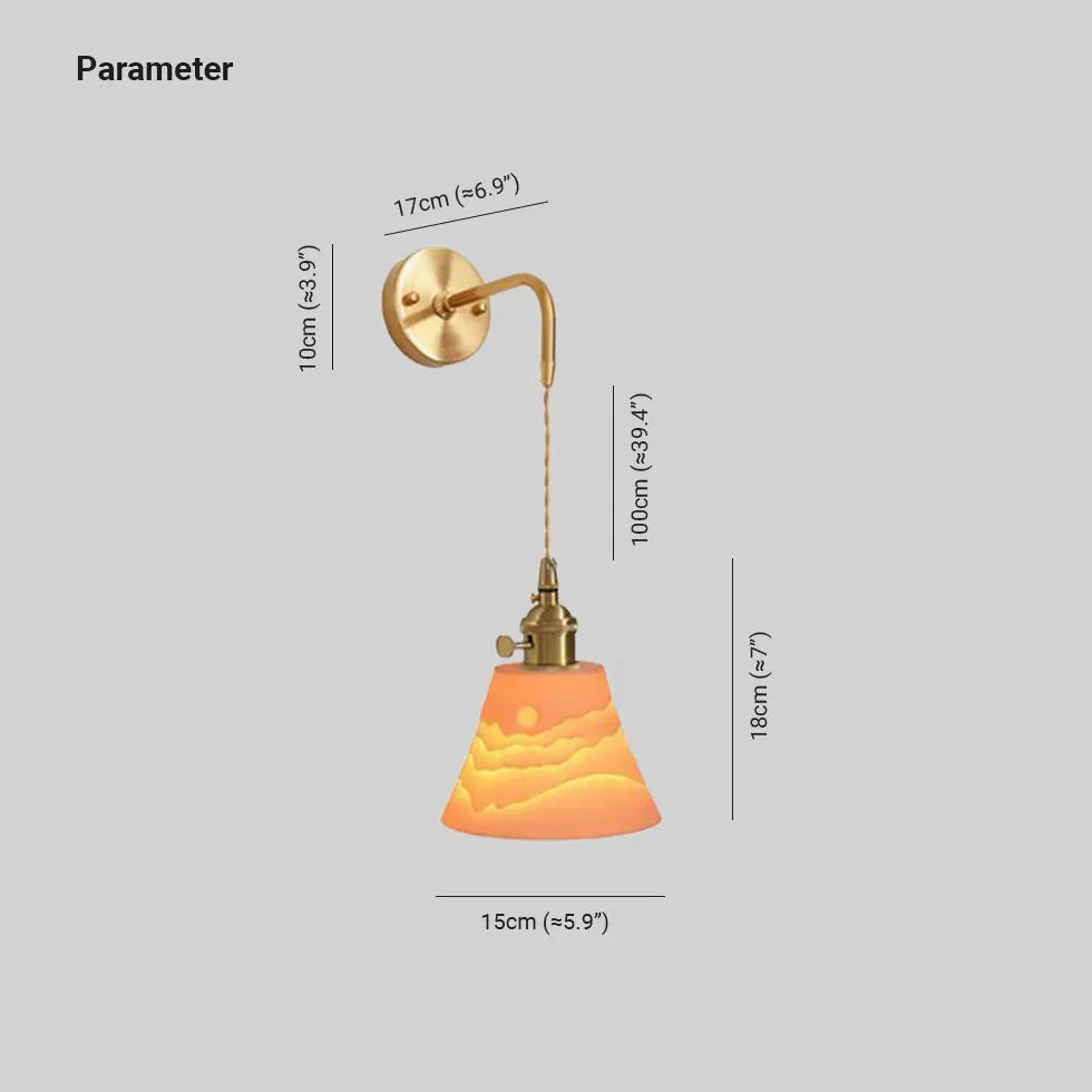 Muurlampen slaapkamer met retro keramiek en gouden