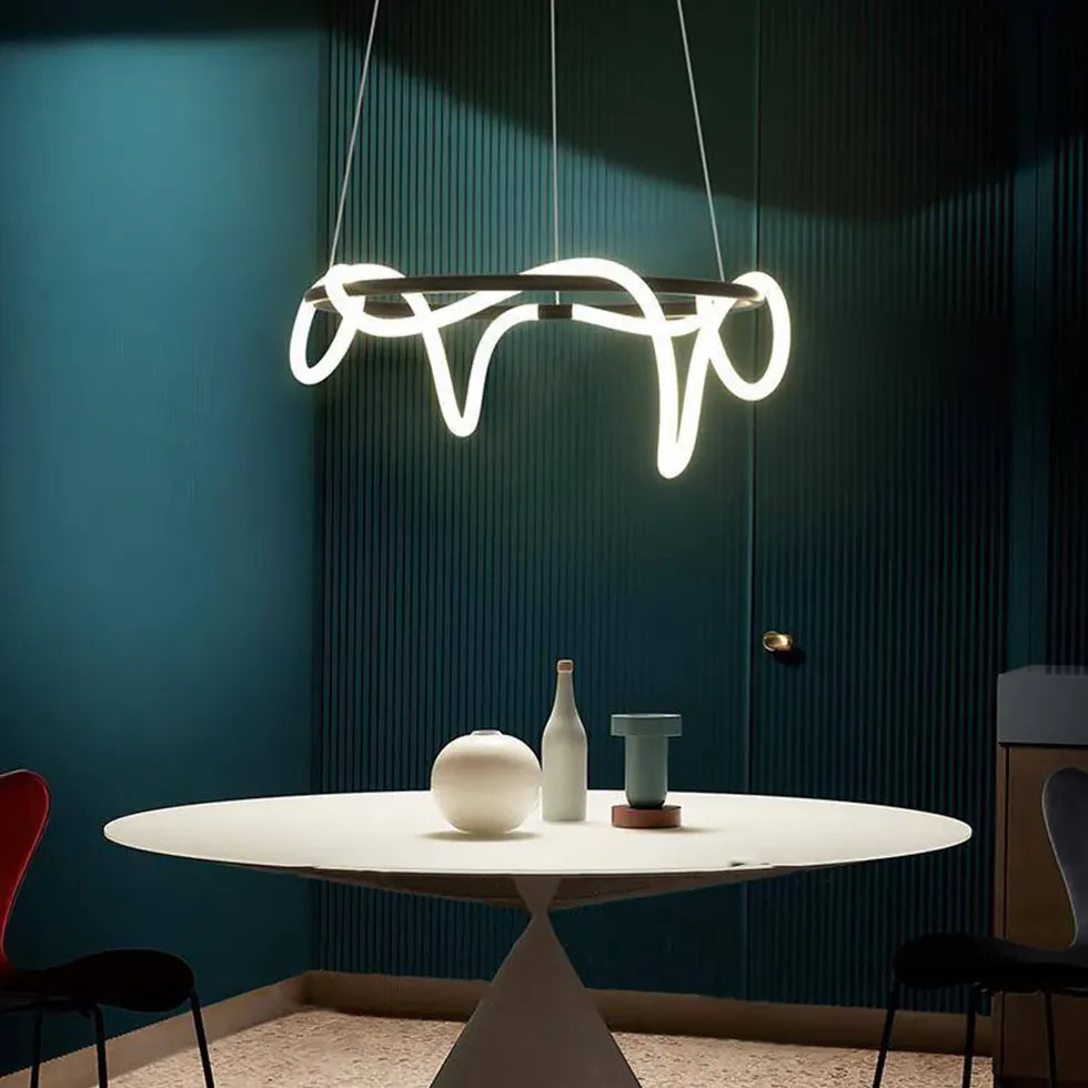 Gouden LED ring hanglamp voor woonkamer