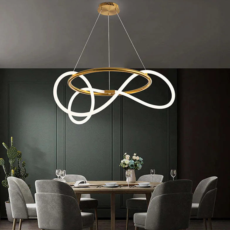 Gouden LED ring hanglamp voor woonkamer