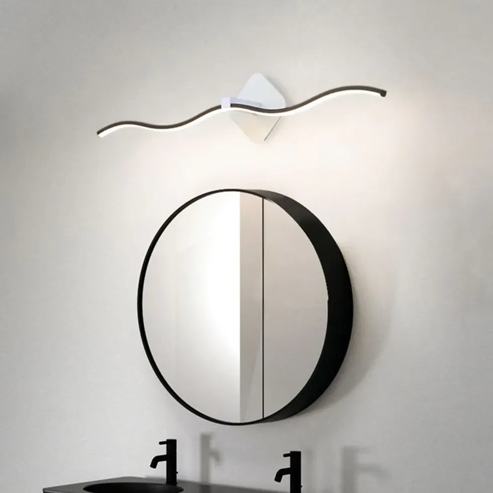 Led wandlamp badkamer zwart met vloeiende lijnen