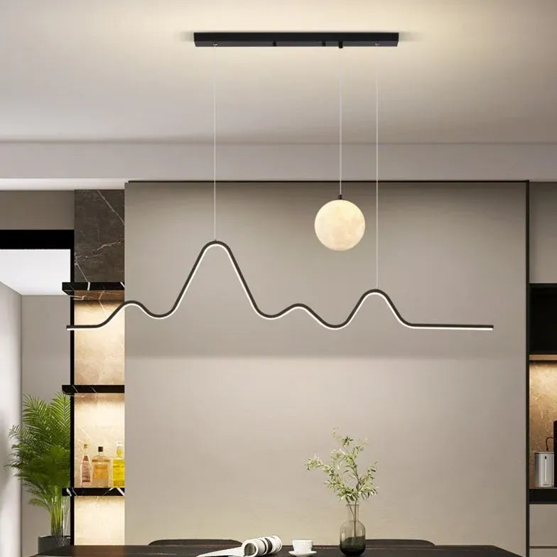 Led hanglamp met zwarte berg en maan design
