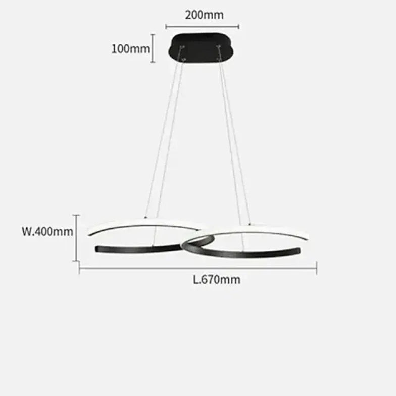 Led hanglamp zwart met dubbele ringen