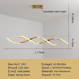 Design eetkamer goudkleurige dubbel gebogen hanglamp