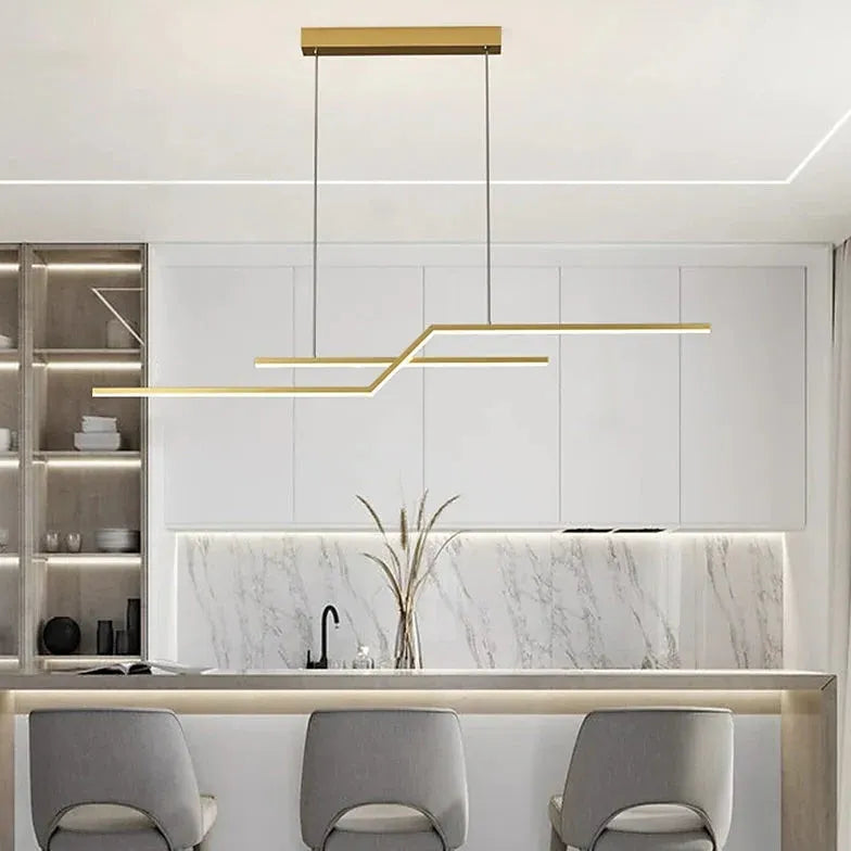 Hanglamp zwart lineair en simpel keuken