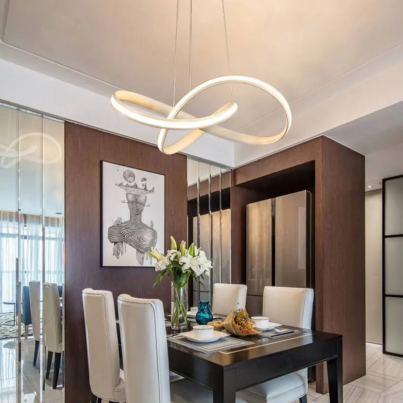 Led verlichting hanglamp met zwarte curves