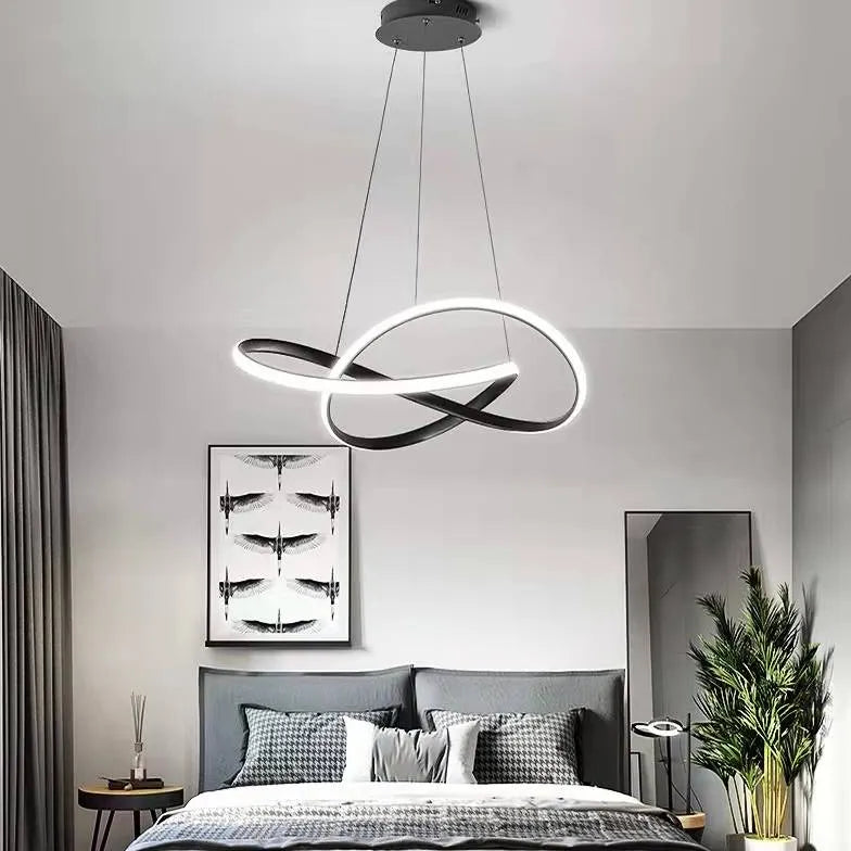 Led verlichting hanglamp met zwarte curves