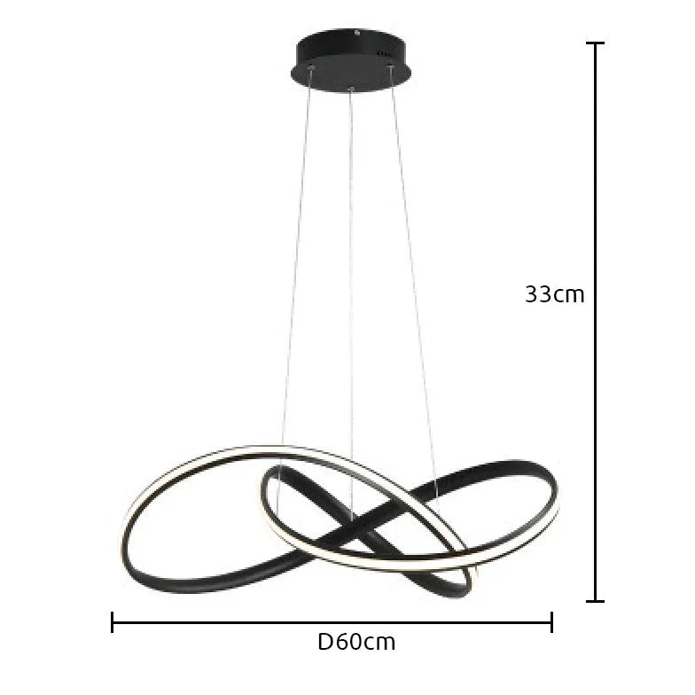 Led verlichting hanglamp met zwarte curves