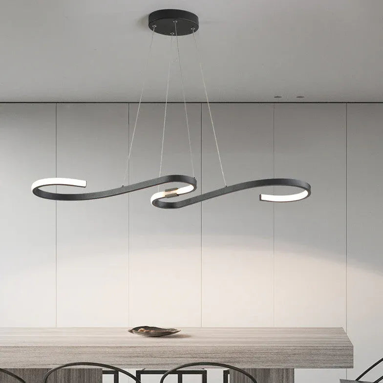 Eetkamer lamp design zwart met kromming