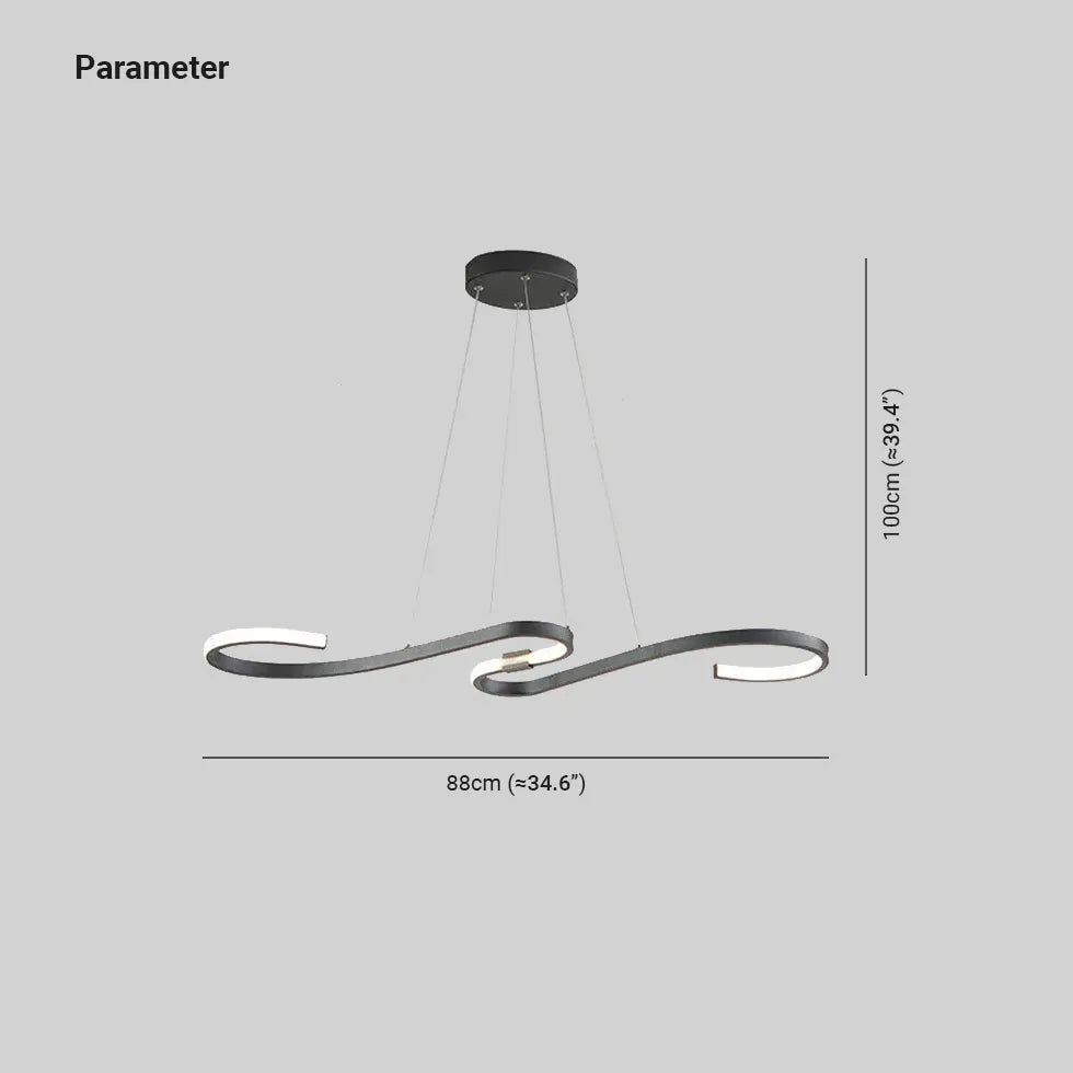 Eetkamer lamp design zwart met kromming