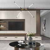 Moderne woonkamer hanglamp in zwartgouden takkenontwerp