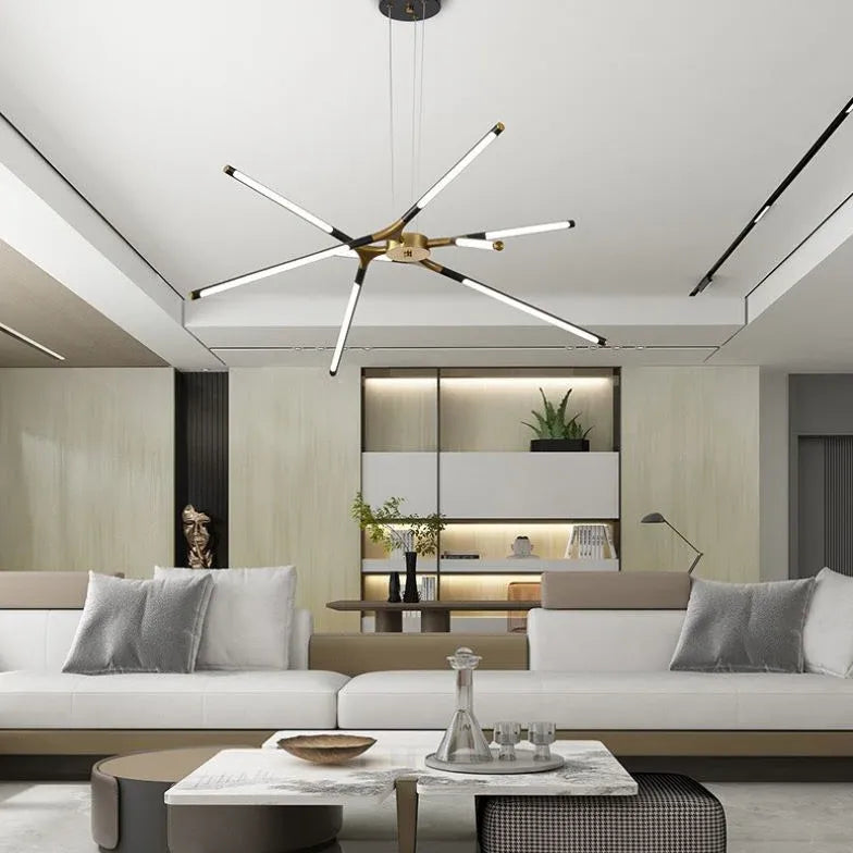 Moderne woonkamer hanglamp in zwartgouden takkenontwerp