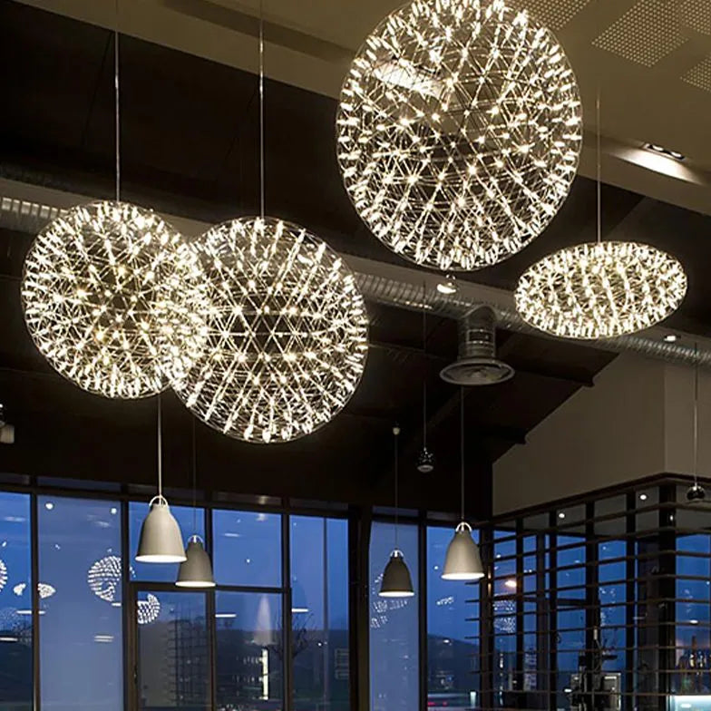 Hanglamp led bol met zilveren vorm