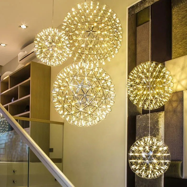Hanglamp led bol met zilveren vorm