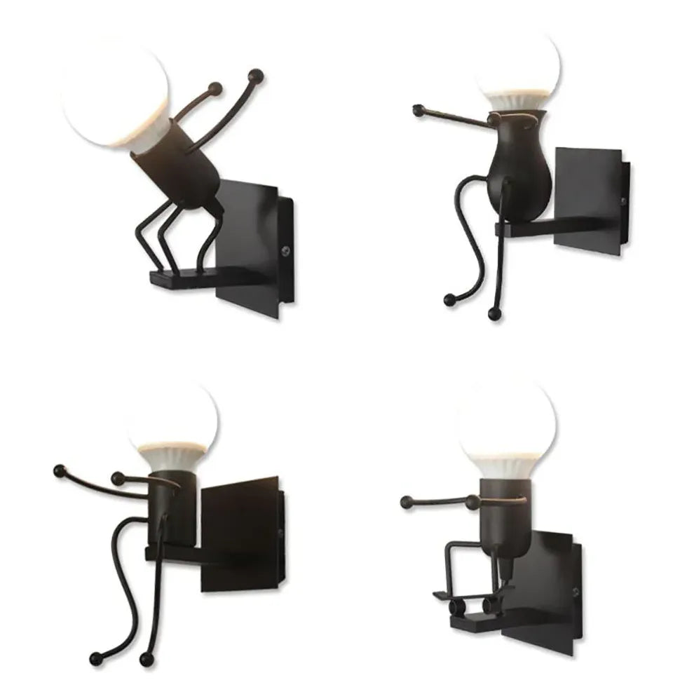 Wandlamp zwart modern met creatieve figuur