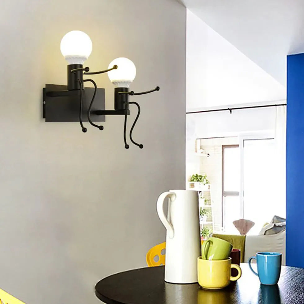 Wandlamp zwart modern met creatieve figuur