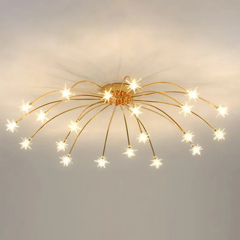 Gouden plafondlamp slaapkamer met vuurwerkvorm led