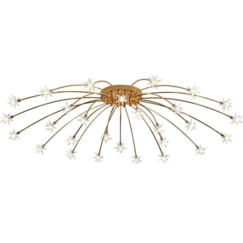 Gouden plafondlamp slaapkamer met vuurwerkvorm led