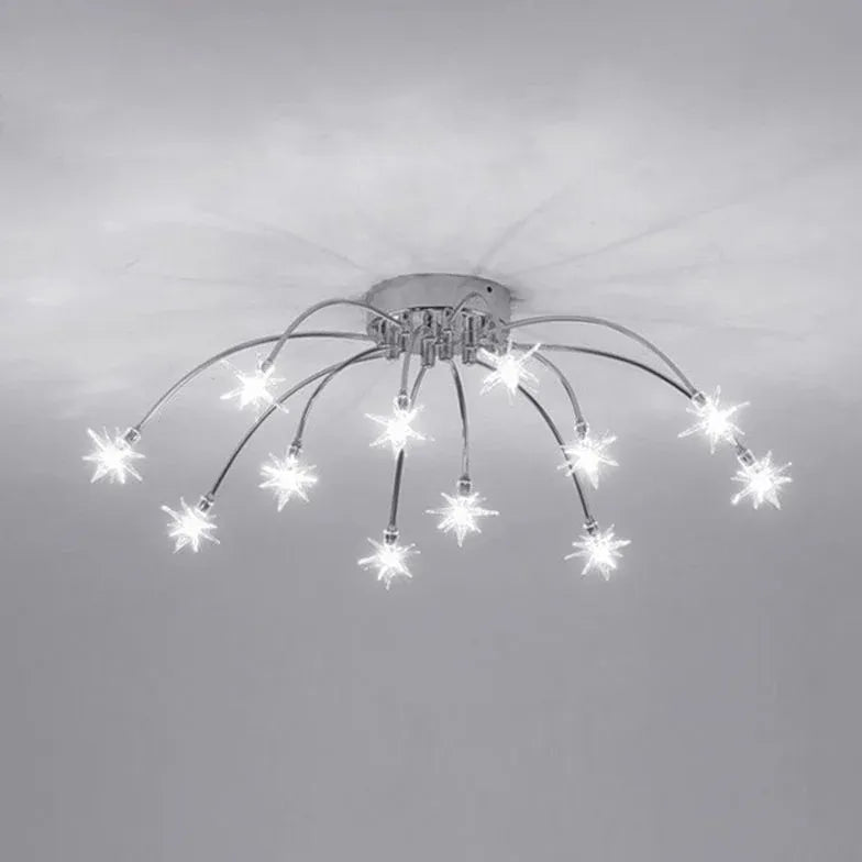 Gouden plafondlamp slaapkamer met vuurwerkvorm led