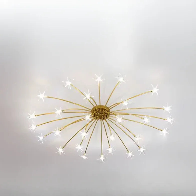 Gouden plafondlamp slaapkamer met vuurwerkvorm led