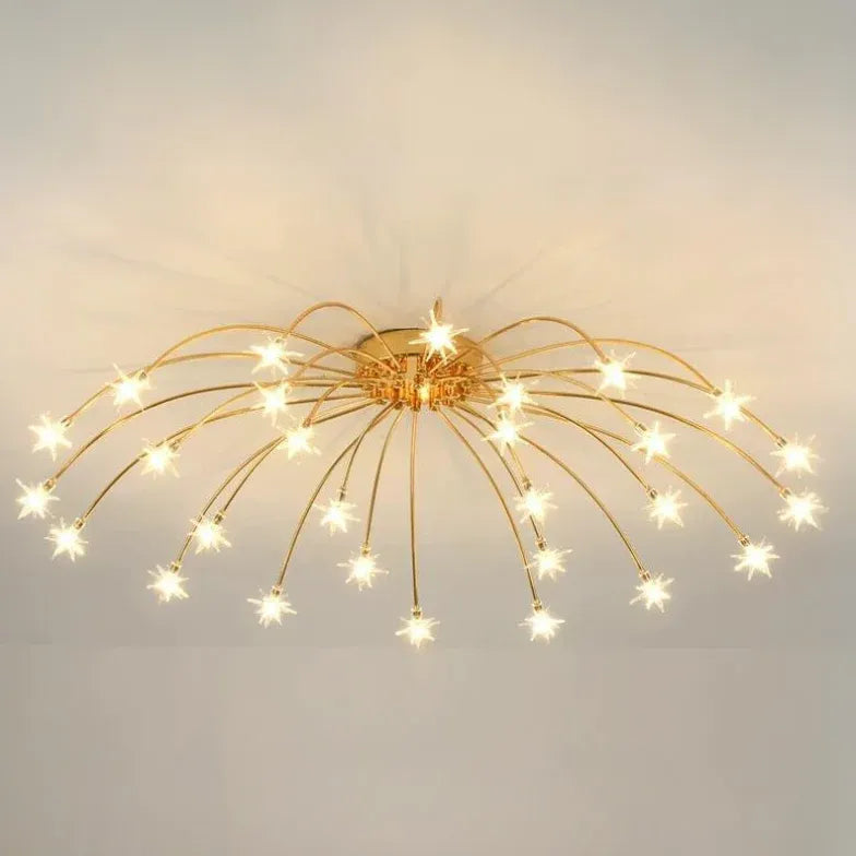 Gouden plafondlamp slaapkamer met vuurwerkvorm led