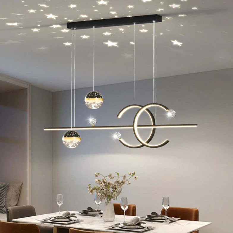 Zwarte hanglamp keuken led met plafonddecoratie