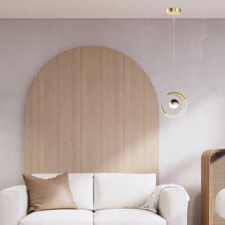 Hanglampen led zwart in maanvorm
