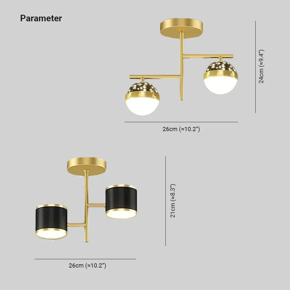Plafonniere gang zwarte dubbele lamp