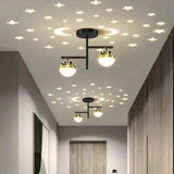 Plafonniere gang zwarte dubbele lamp