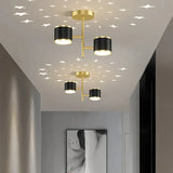 Plafonniere gang zwarte dubbele lamp