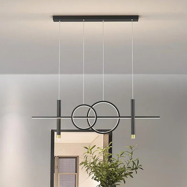 Verstelbare hanglamp eettafel in zwarte geometrische vorm