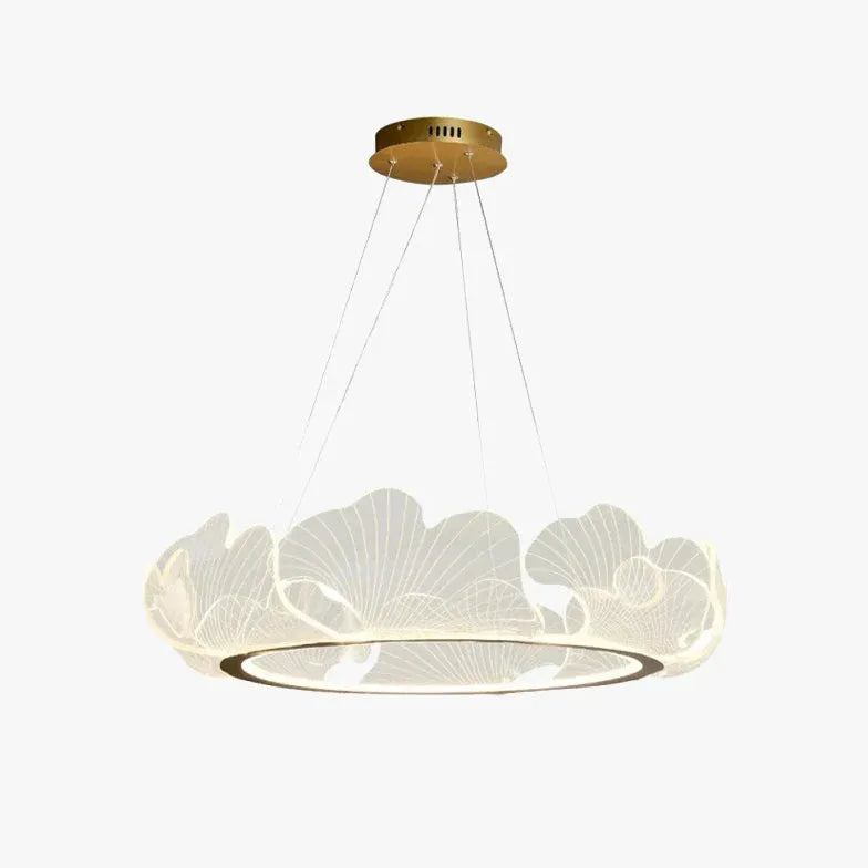 Hanglamp cirkel goud met bloemvorm