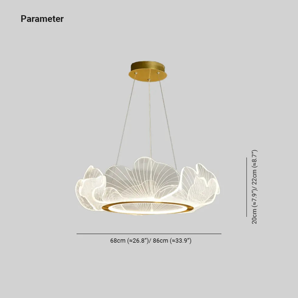 Hanglamp cirkel goud met bloemvorm