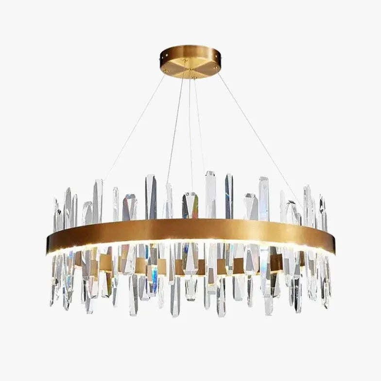Kristallen staaf hanglamp met moderne ringvorm