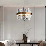 Kristallen staaf hanglamp met moderne ringvorm