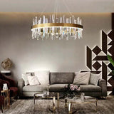 Kristallen staaf hanglamp met moderne ringvorm