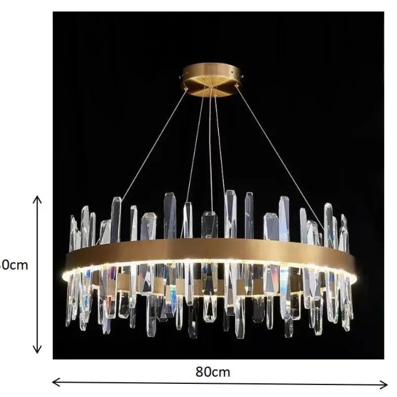 Kristallen staaf hanglamp met moderne ringvorm