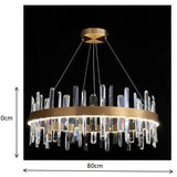 Kristallen staaf hanglamp met moderne ringvorm