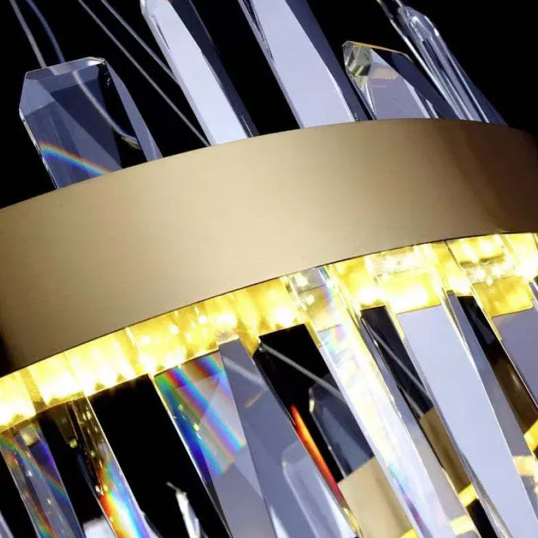 Kristallen staaf hanglamp met moderne ringvorm