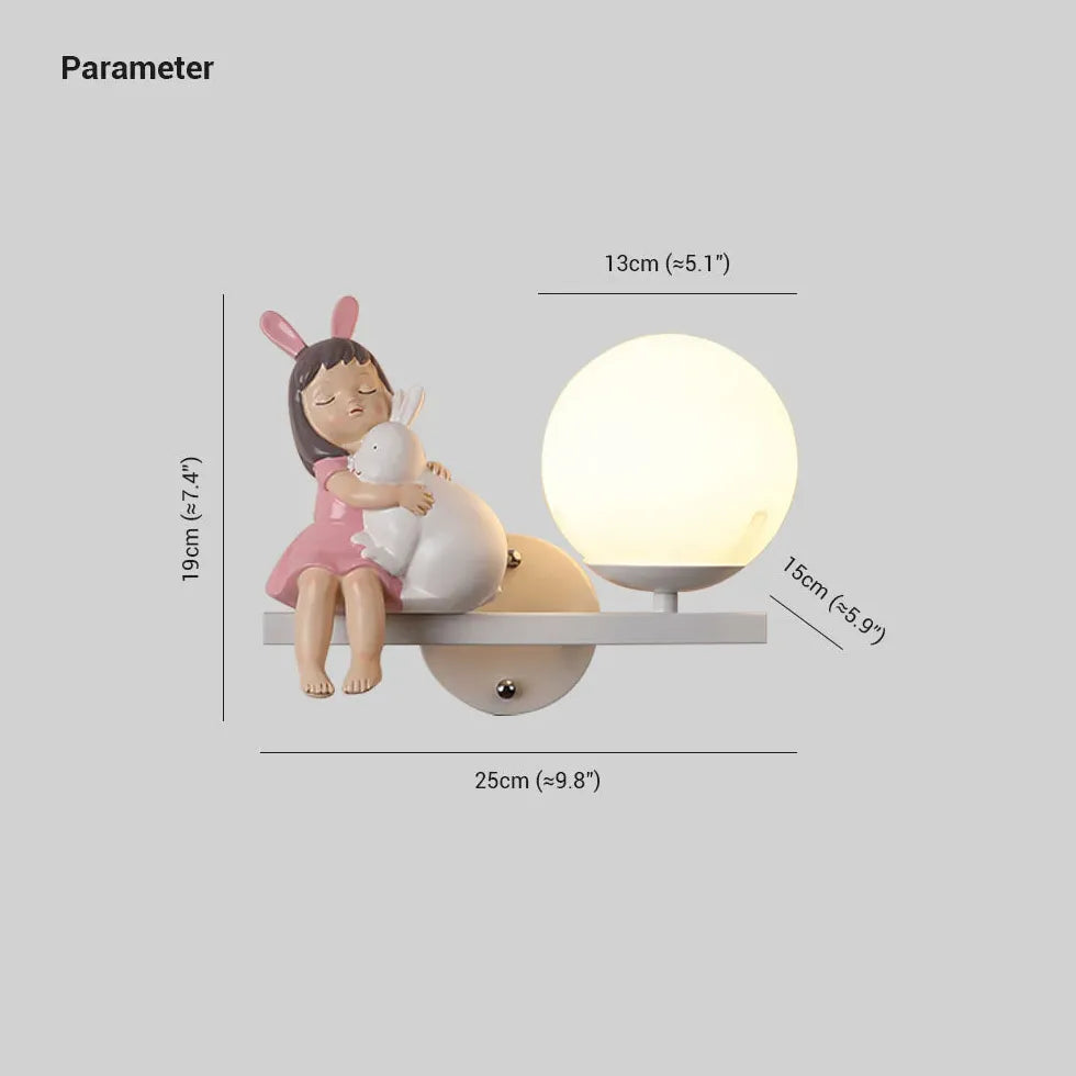 Muurlampje kinderkamer met roze meisje voor slaapkamer