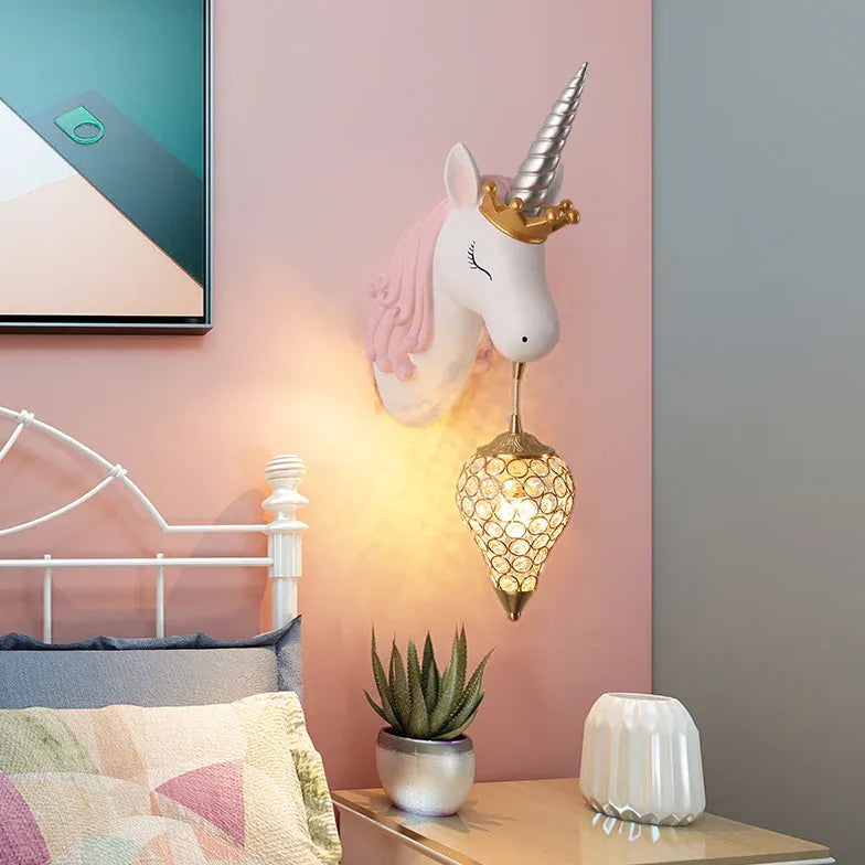 Muurlamp kinderkamer met roze eenhoorn voor slaapkamer