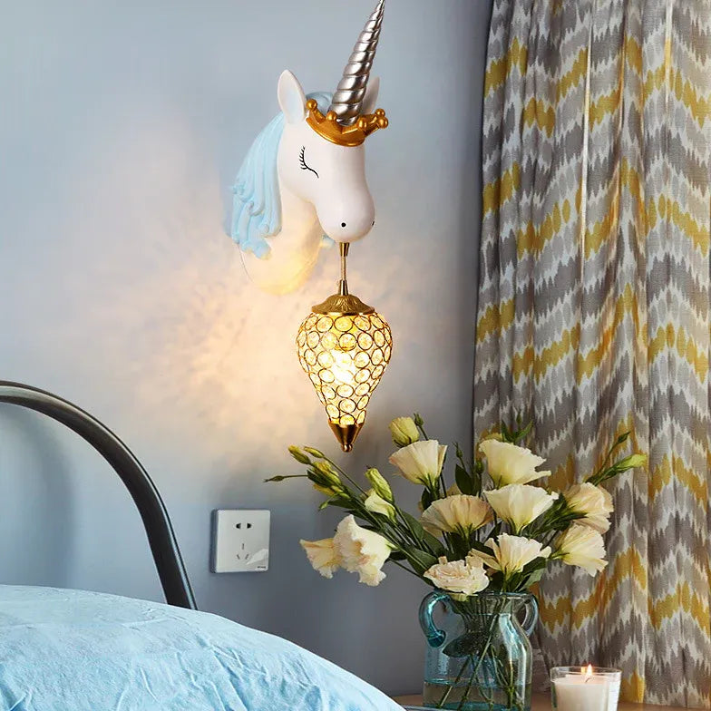 Muurlamp kinderkamer met roze eenhoorn voor slaapkamer