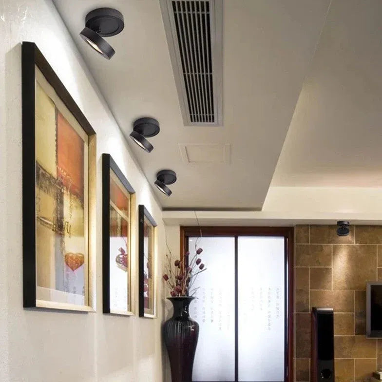 Led verlichting plafond opbouw met zwarte ronde vorm