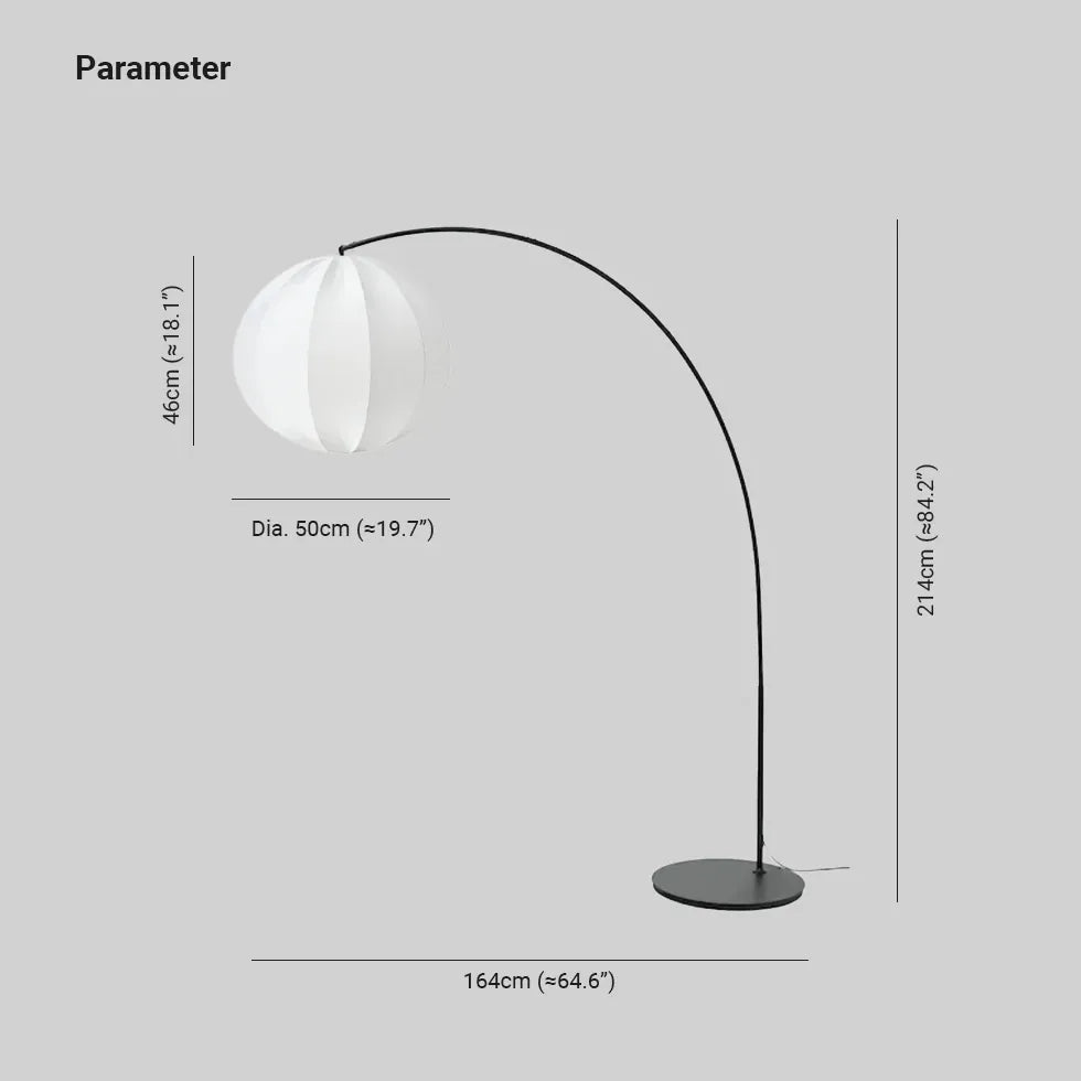 Witte stoffen bolvormige hanglamp voor de woonkamer