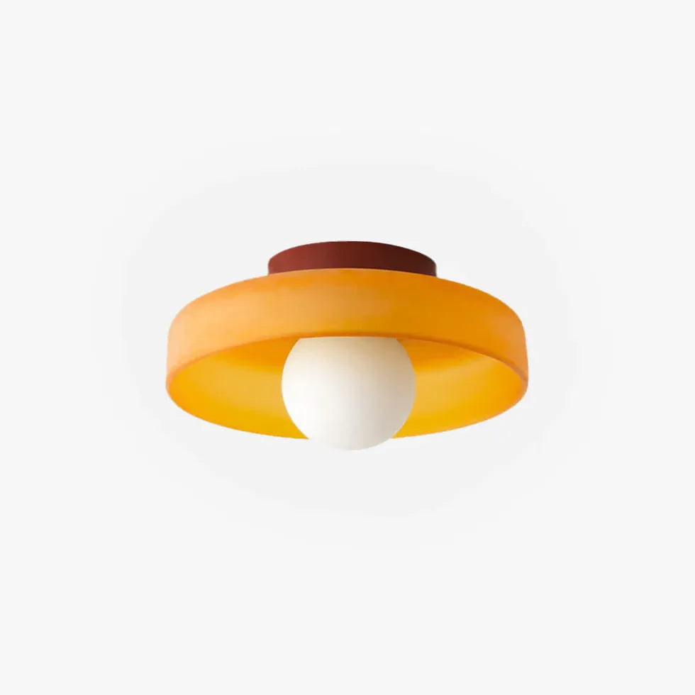 Plafonniere lamp van oranje glas ontwerp