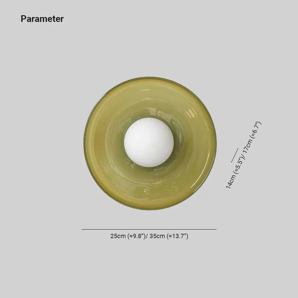 Plafonniere lamp van oranje glas ontwerp