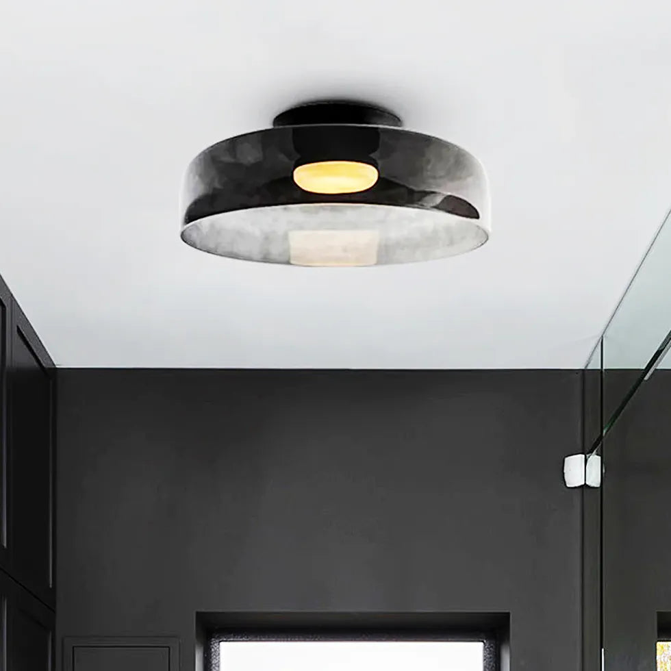 Glas groen met meerlaagse plafondlamp