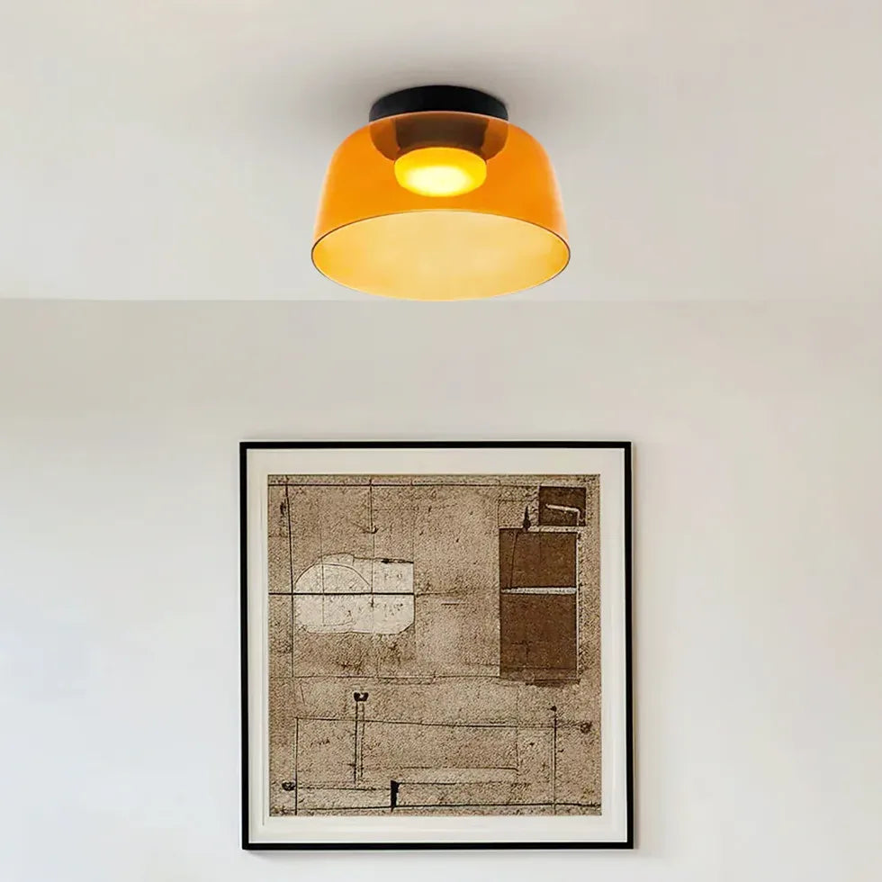 Glas groen met meerlaagse plafondlamp