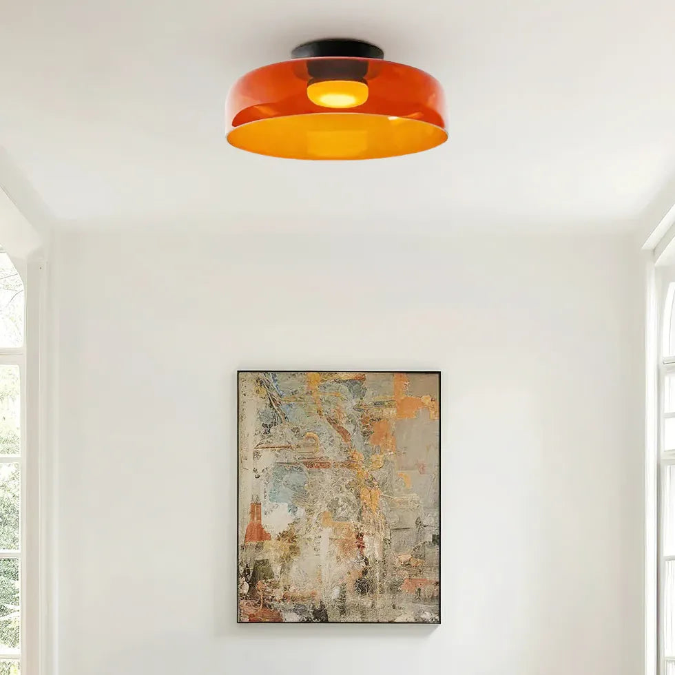 Glas groen met meerlaagse plafondlamp